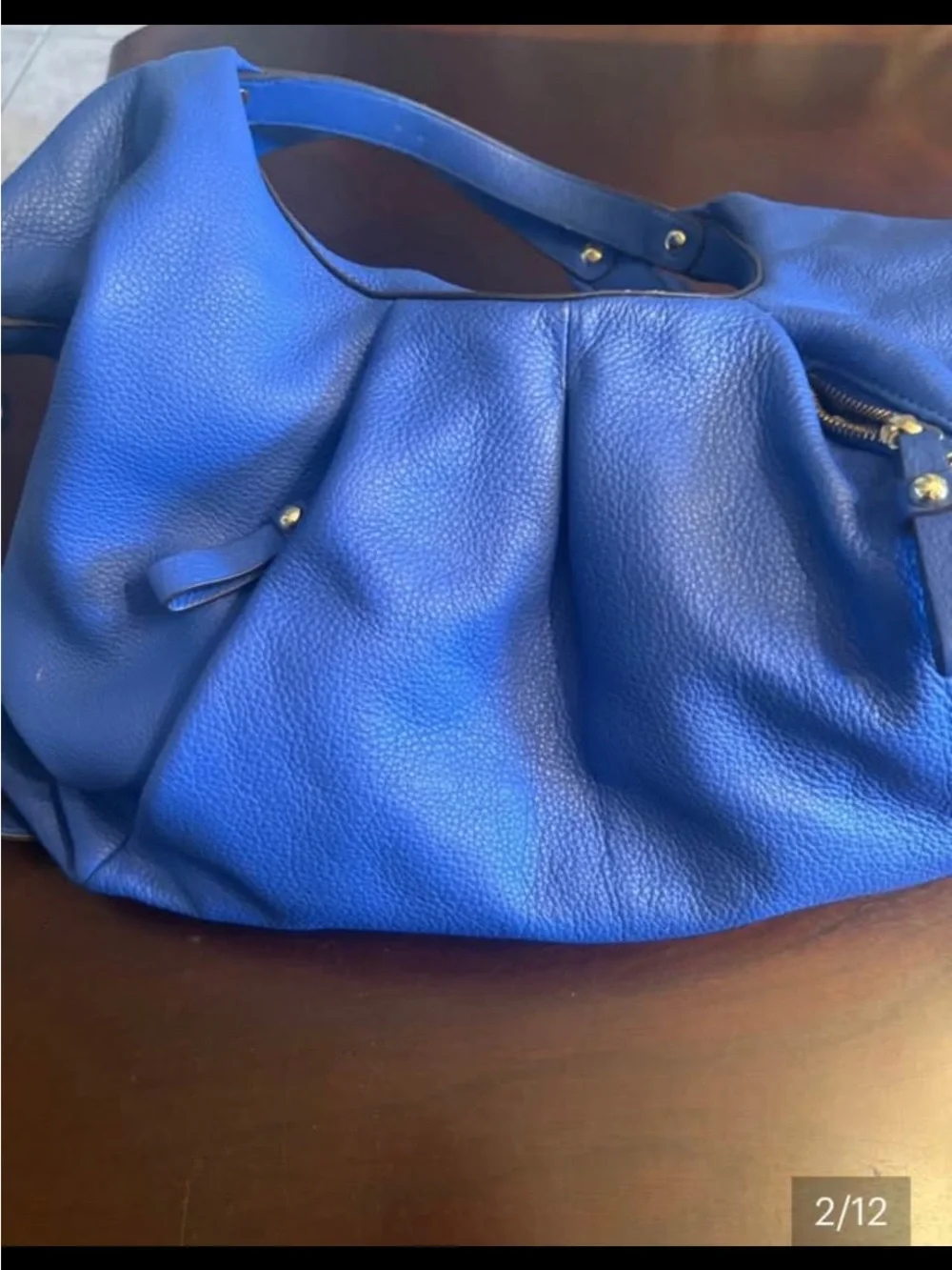 Vince Camuto Blue Leather Hobo Bag with Gold Hardware